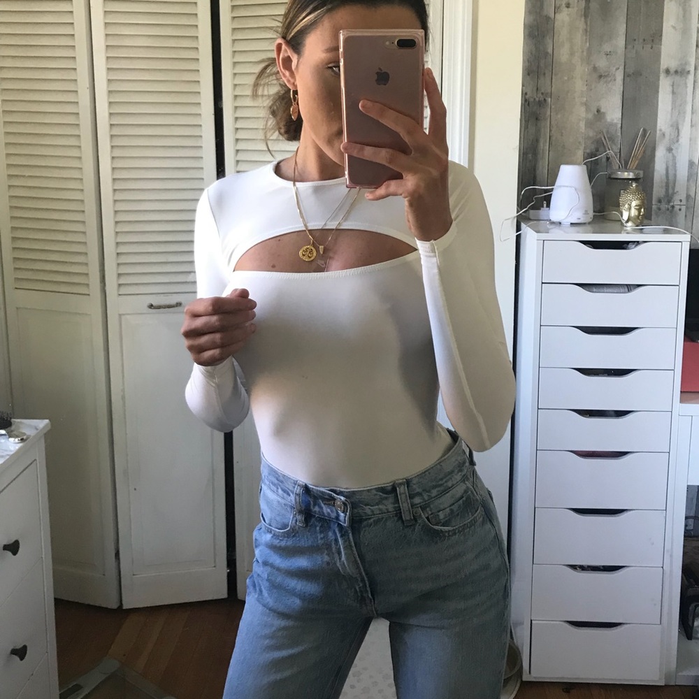 White long sleeve top